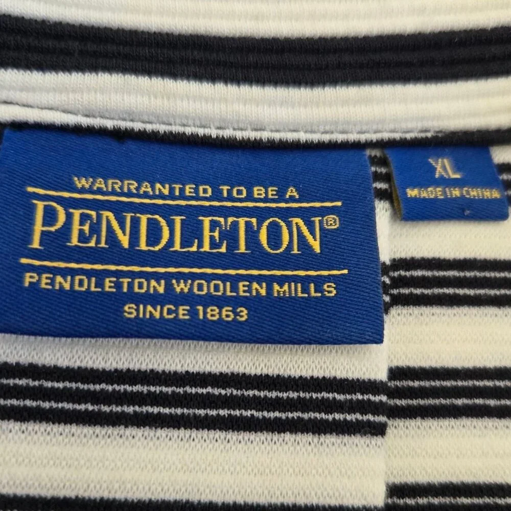 Vintage Pendleton Womens XL Striped Swing Jacket Blazer Navy/White Pleated Back - Picture 12 of 14